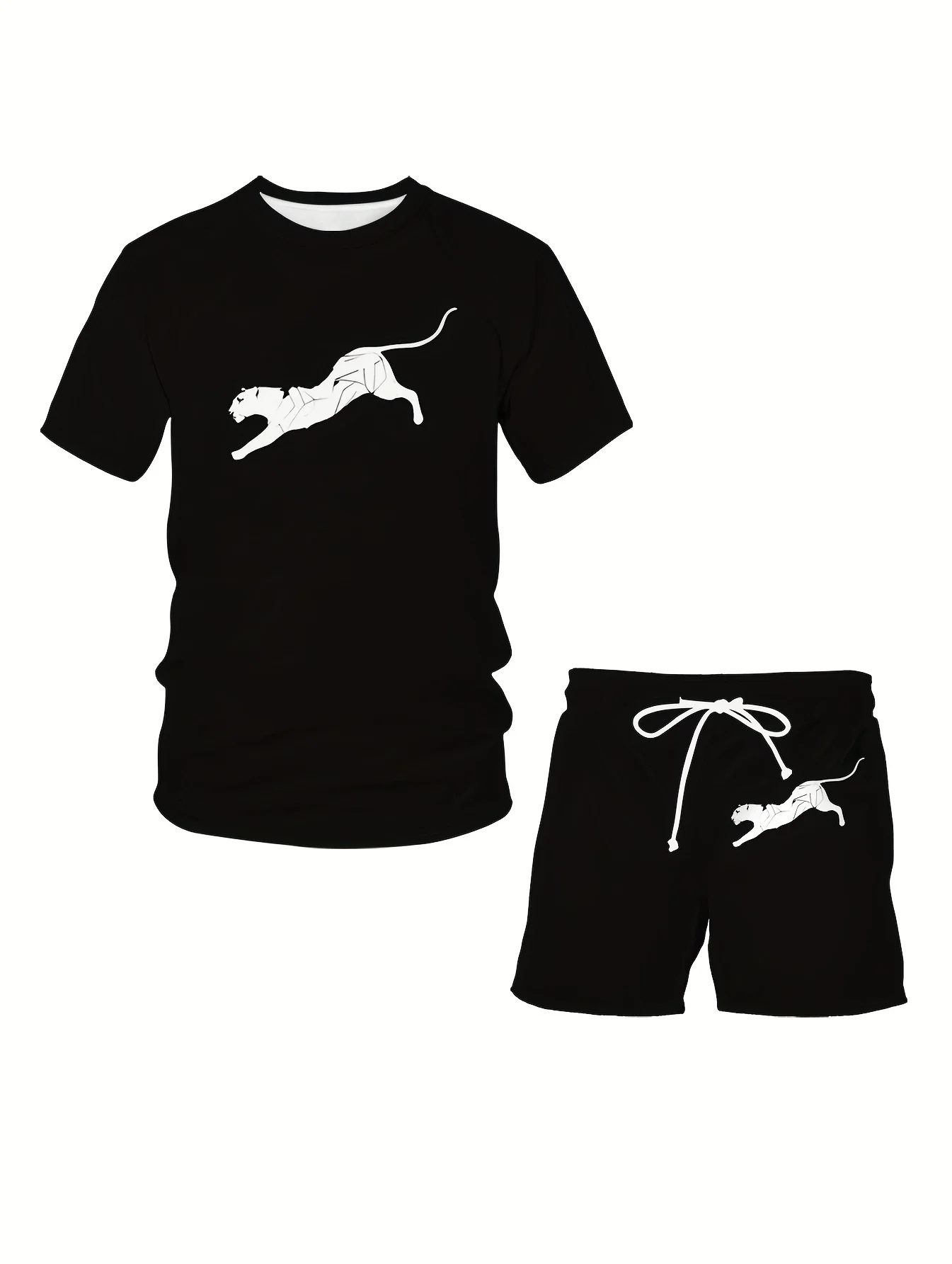 

2025 New Men's 2 Piece Casual Short Sleeve Shorts, Urban Fashion Shorts, Men's Seagull Logo Printed Chandelier Suits