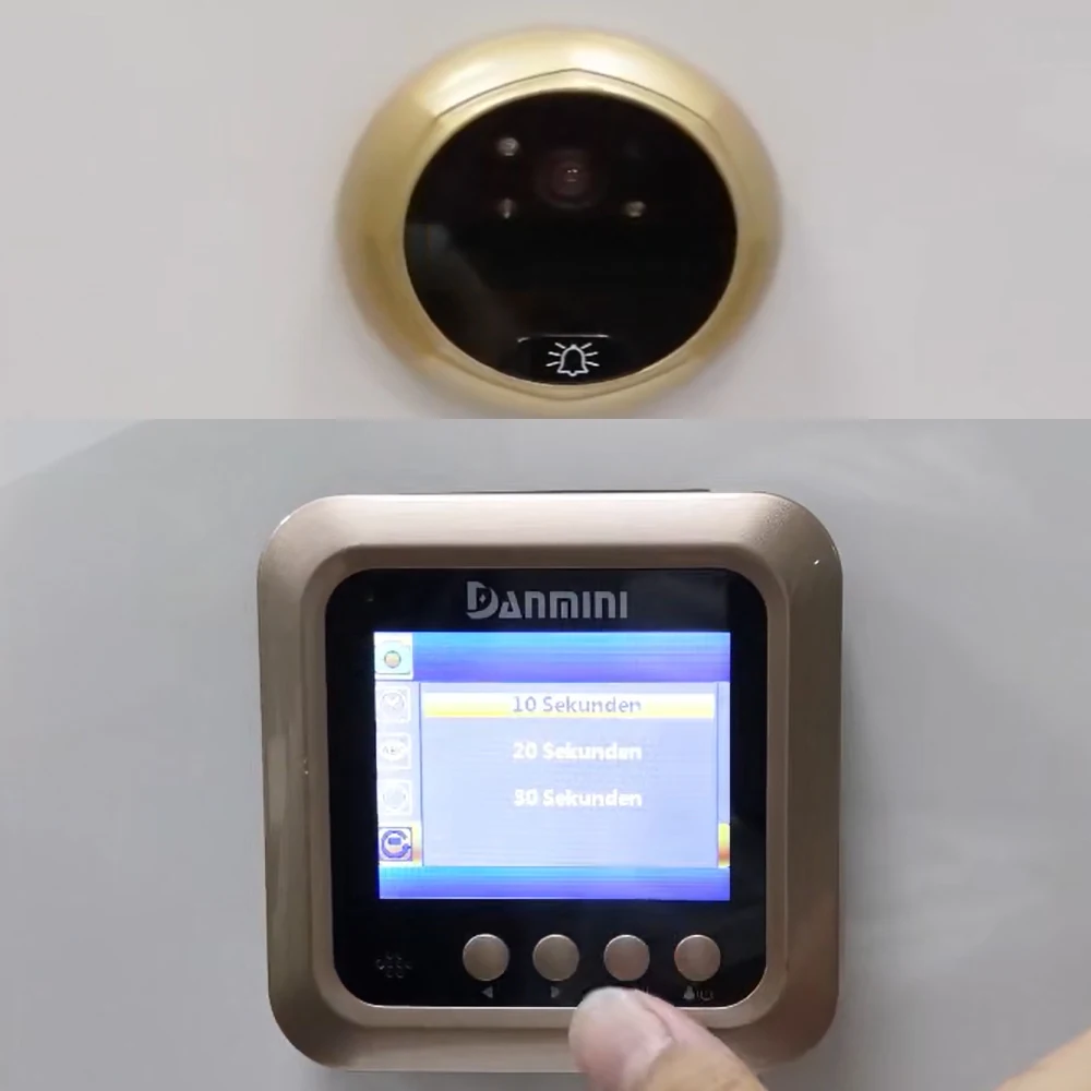 danmini-w5-door-bell-visual-doorbell-gold-security-camera-monitor-24-inch-peephole-door-camera-wireless-bell-peephole-camera
