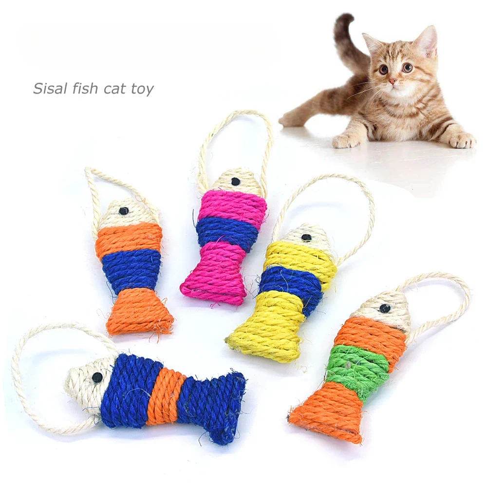 Colorful Fish Shape Cat Scratcher Interactive Sisal Rope Cat Scratch Board Scratching Pad for Kitten Indoor Cat Scratching Pad