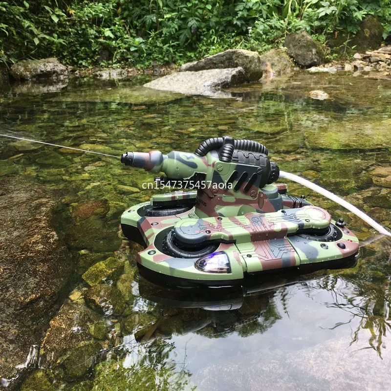 Car Boat Tank 3-In-1 Amphibious RC Battle Tank Dual Mode Switch Shooting Water Integrated Bottom Waterproof Electric Kids RC Toy