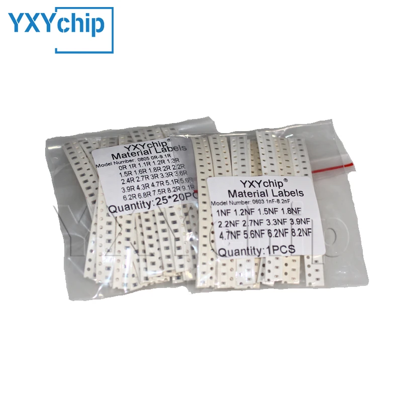 Resistor Book capacitor Book 2 in 1 Smd Book chip Sample 0201 0402 0603 0805 1206 170 values 25pcs 0R~10M 1% resistor assortment