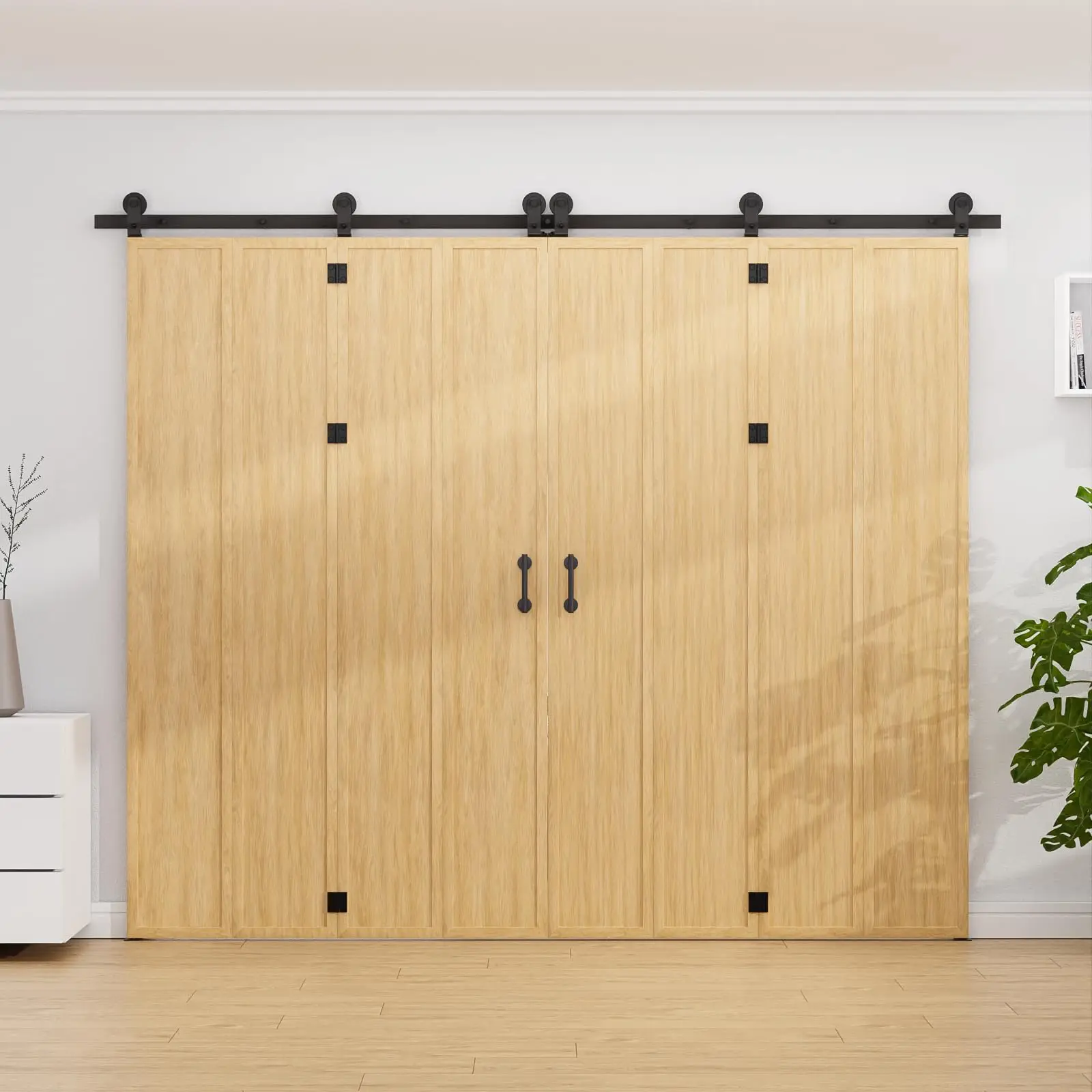 Imagem -03 - Ccjh-bi-folding Barn Door Hardware Track Kit Adequado para Painéis de Portas Novo Estilo Acordeão Fácil Instalação Porta Não Incluída