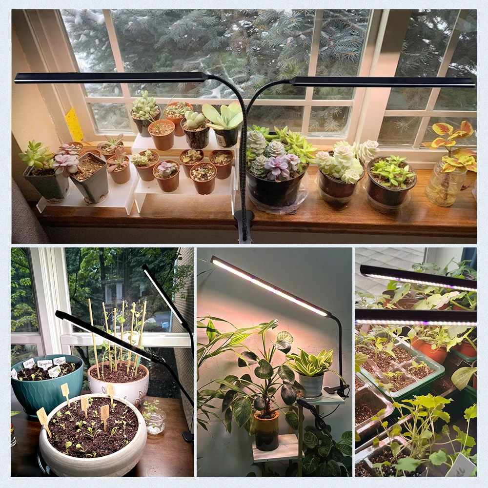 LED full spectrum clip-on grow light 30W/60W with timer switch - gooseneck plant lamp