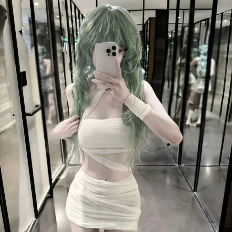 KingTokyo أنيمي شعر مستعار تأثيري الأخضر التدرج طويل الباروكات الغول يوشيمورا Eto عين واحدة للنساء الرجال زي حفلة إكسسوارات الشعر