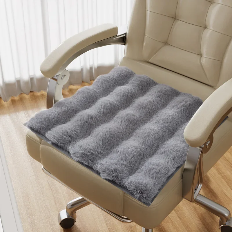 Kare Yastık/Kalınlaşmış Peluş Ofis High-end Işık Lüks Taklit Tavşan Saç Kalça Sandalye Minderi 4 Renk