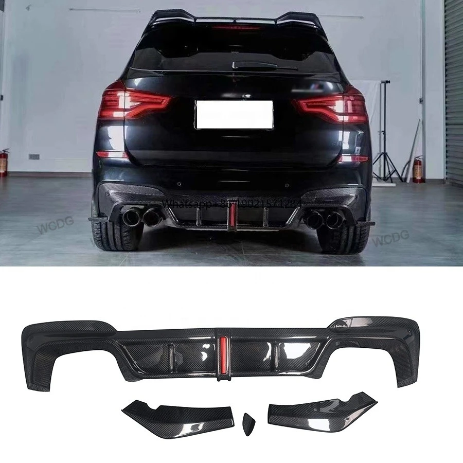New Carbon Fiber KB Style Rear Diffuser Bumper Lip Spoiler for F97 X3M Includes Light Car Accessories