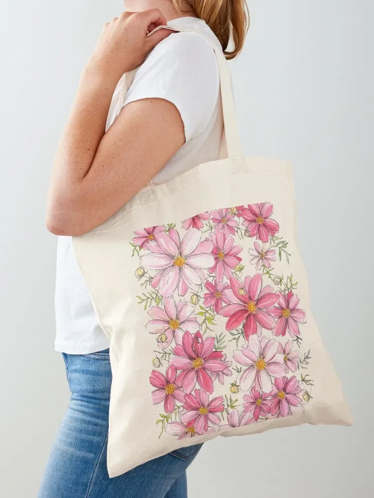 

Pink Floral Pattern Tote Bag Shopping bags Women's shopping bag Lady bag reusable shopping bags