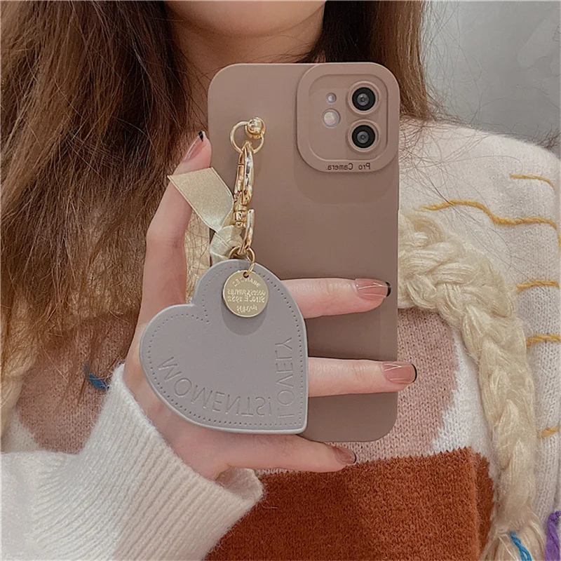 14Pro Heart Charms Lens Cover Phone Case For iPhone12 13Pro 11 XSMAX 78PLUS SE2020 XR Impact Soft Body Skinny Shell Protection