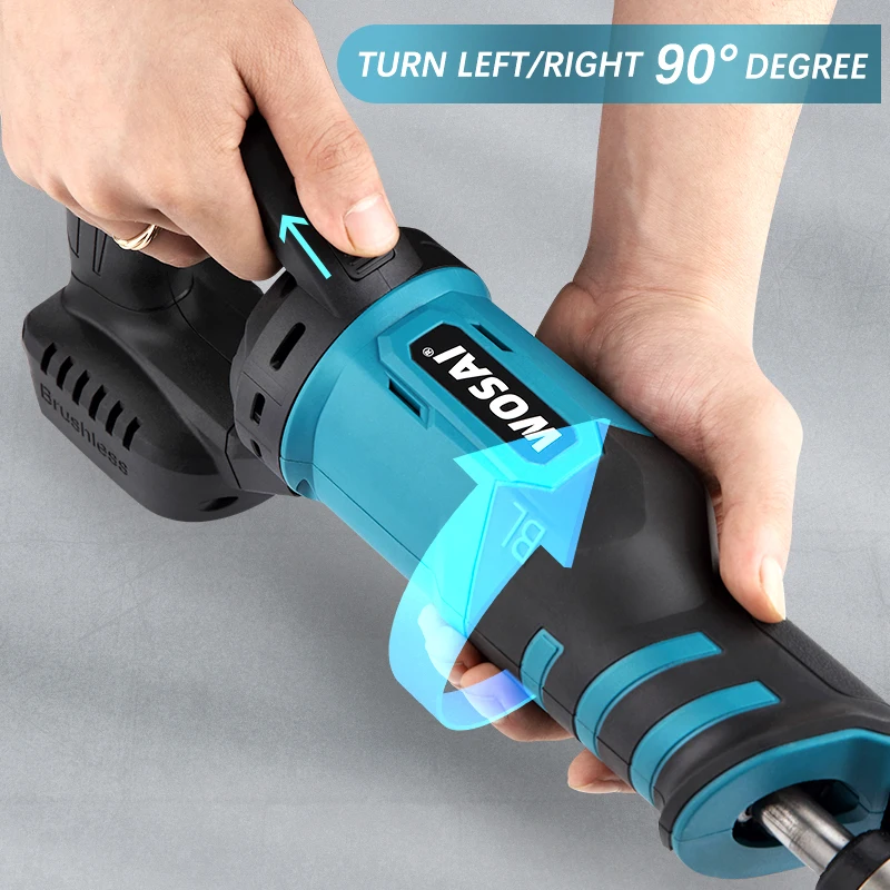 WOSAI 20V Brushless เลื่อยลูกสูบปรับ3ทิศทางโหมดตัดเลื่อยไฟฟ้า18V Makita แบตเตอรี่ลิเธียม