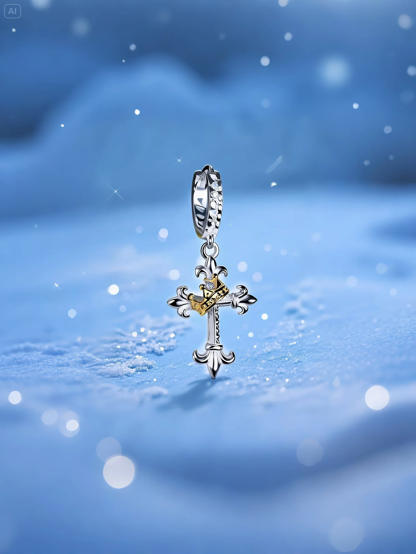 

Yuki 925 Sterling Silver Unisex Crown Cross Earrings Fashionable Design Trendy Hip Hop Stylish Ear Jewelry