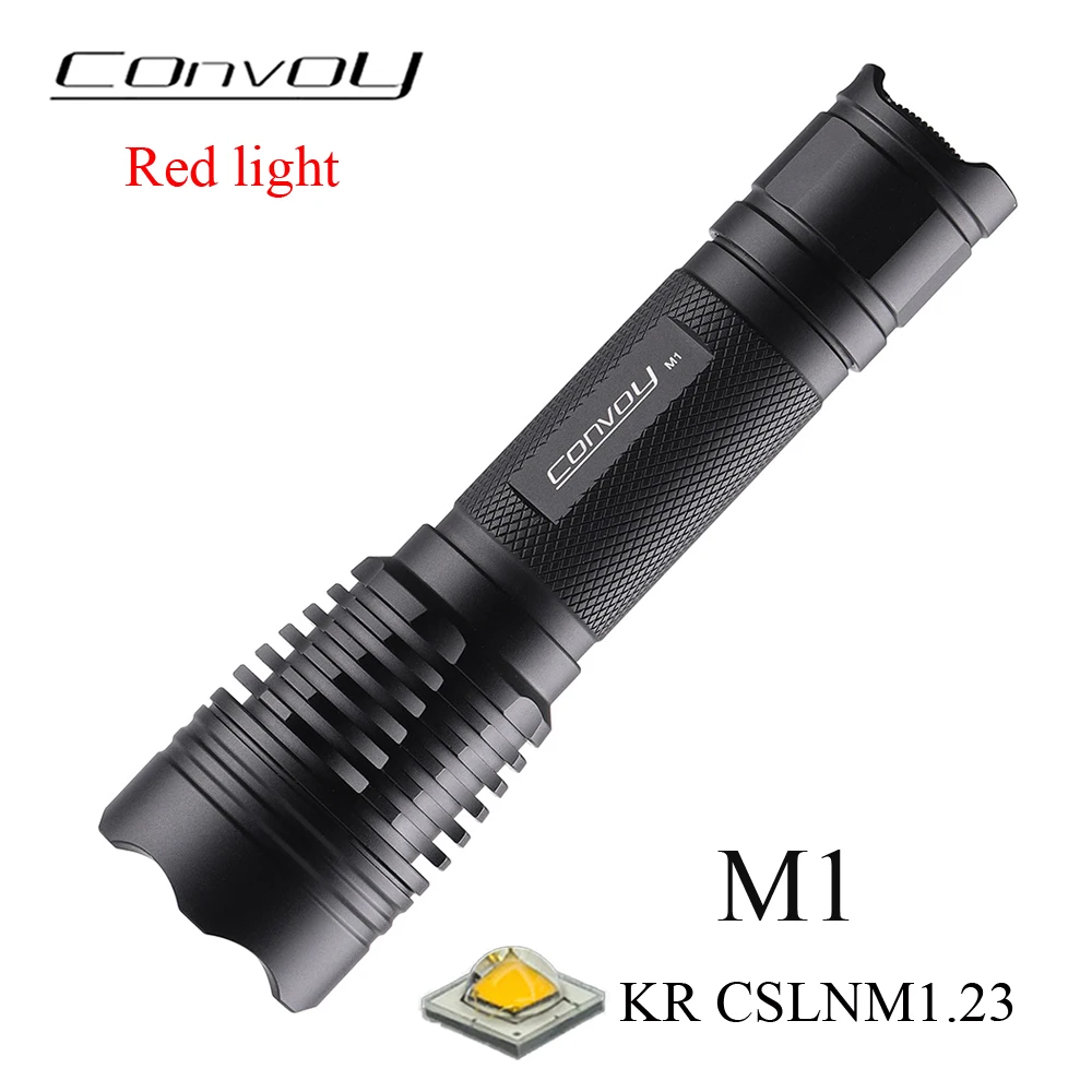 Convoy M1 Red Light Flashlight KR CSLNM1.23 Led Lanterna Tactical Lighting 18650 Torch High Power Lantern Camping Hunting Lamp