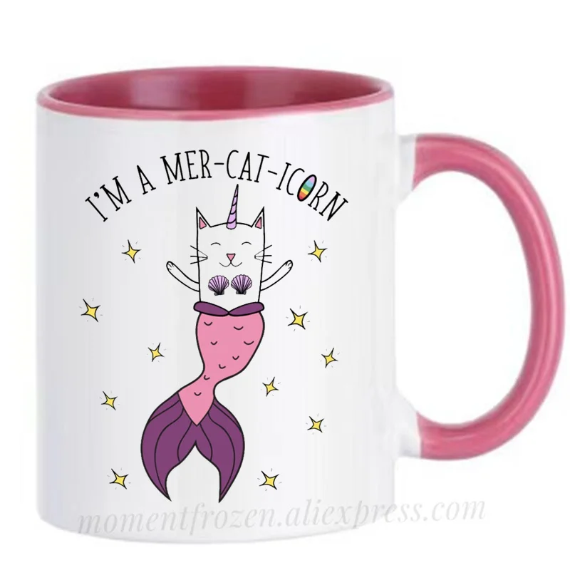 Ceramic Cat Cups Mermaid Mugs Tea Milk Cocoa Coffee Mugen Drinkware Teaware Tableware Coffeeware Home Decal Unicorn Friend Gifts