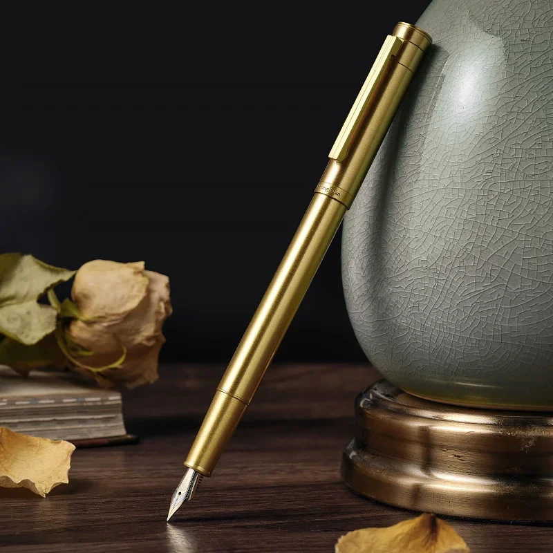 Hongdian Retro 1861 Brass Forest High-End Exquisite Business Office Elbow Art Fountan Pen Students Practice Pen For Gift