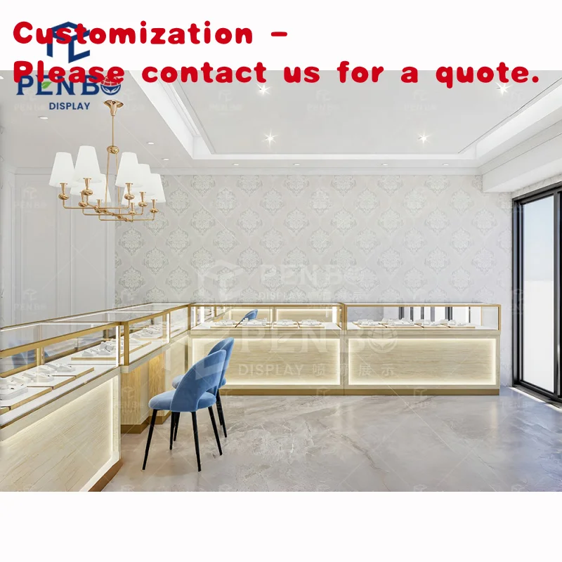 

custom.Chic Style Led Light Jewelry Display Showcase And Chair Custom Watch Jewelry Shop Counter Interior Design Ideas Jewellery