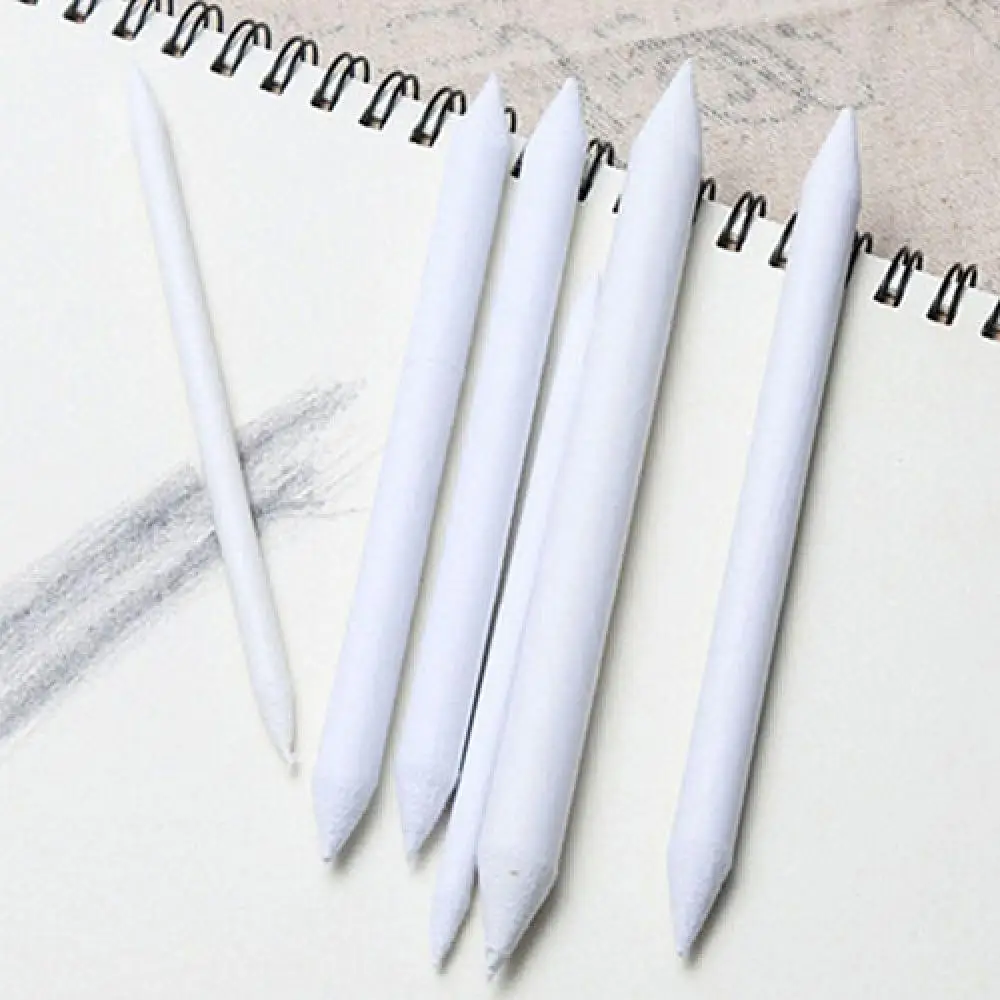 6Pcs Paper Art Drawing Pencil Stump Sketch Pastel Blending Smudge Tortillon Shadow Dark Area Stomp Color Paintbrush