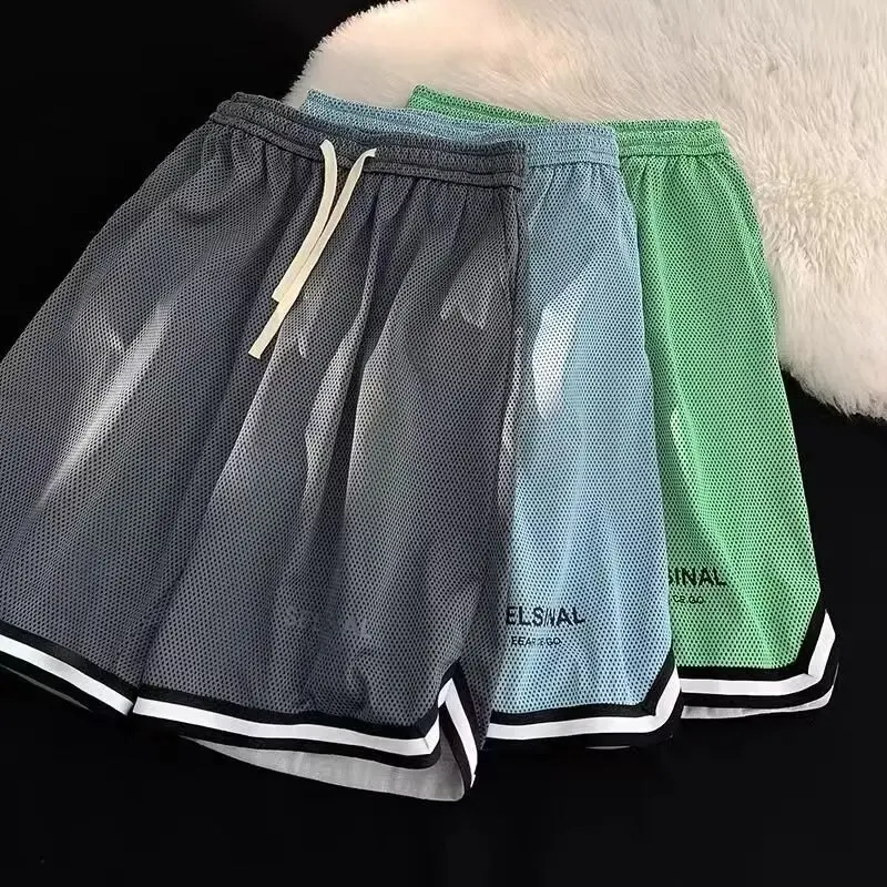 

Men's Baskeall orts Ice Silk Me Qui Dry Loose Fitn Running Casual Pants Summer Youth Active Sle Big Size