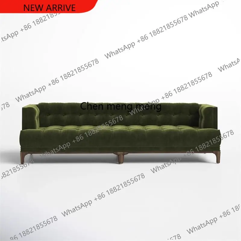 M32 Französisches Retro-Sofa für das Wohnzimmer, Dreisitzer-Schnallensofa, Designer-Freizeitsofa im Luxus-Stil