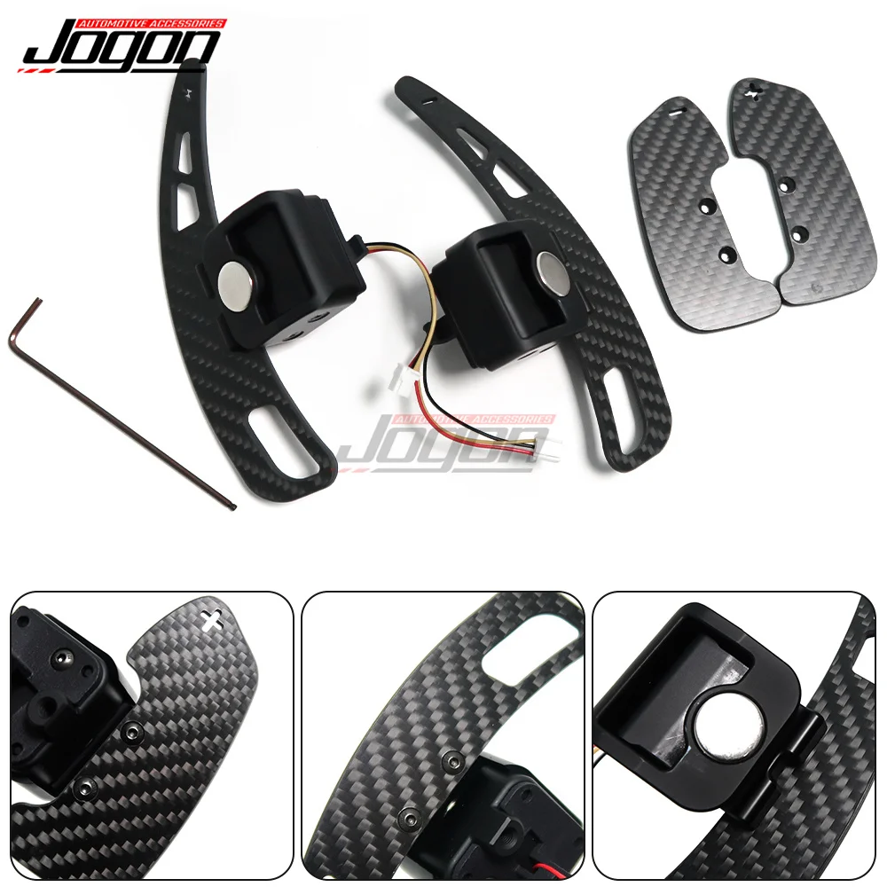 Carbon Fiber Magnetic Steering Wheel Paddle Shifter Trim For Audi A4 B9 A3 A6 C8 A6L Q6 Q7 A7 A7L A8L S6 S7 S8L RS6 RS7 TT TTRS