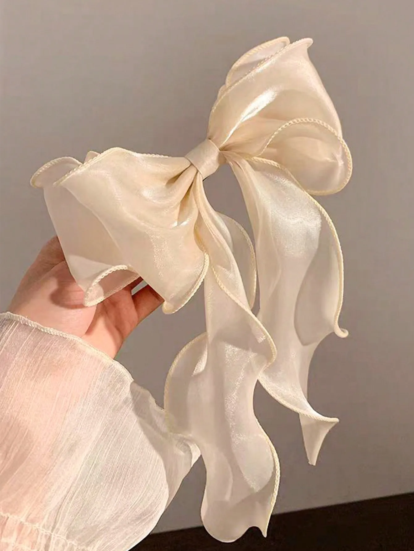 1Pcs Schwarz Polka Dot Organza Bogen Haar Clip frauen Flauschigen Band Hairgrip Französisch Kopfschmuck Süße Nette Haar Zubehör haarnadeln – Detail 3