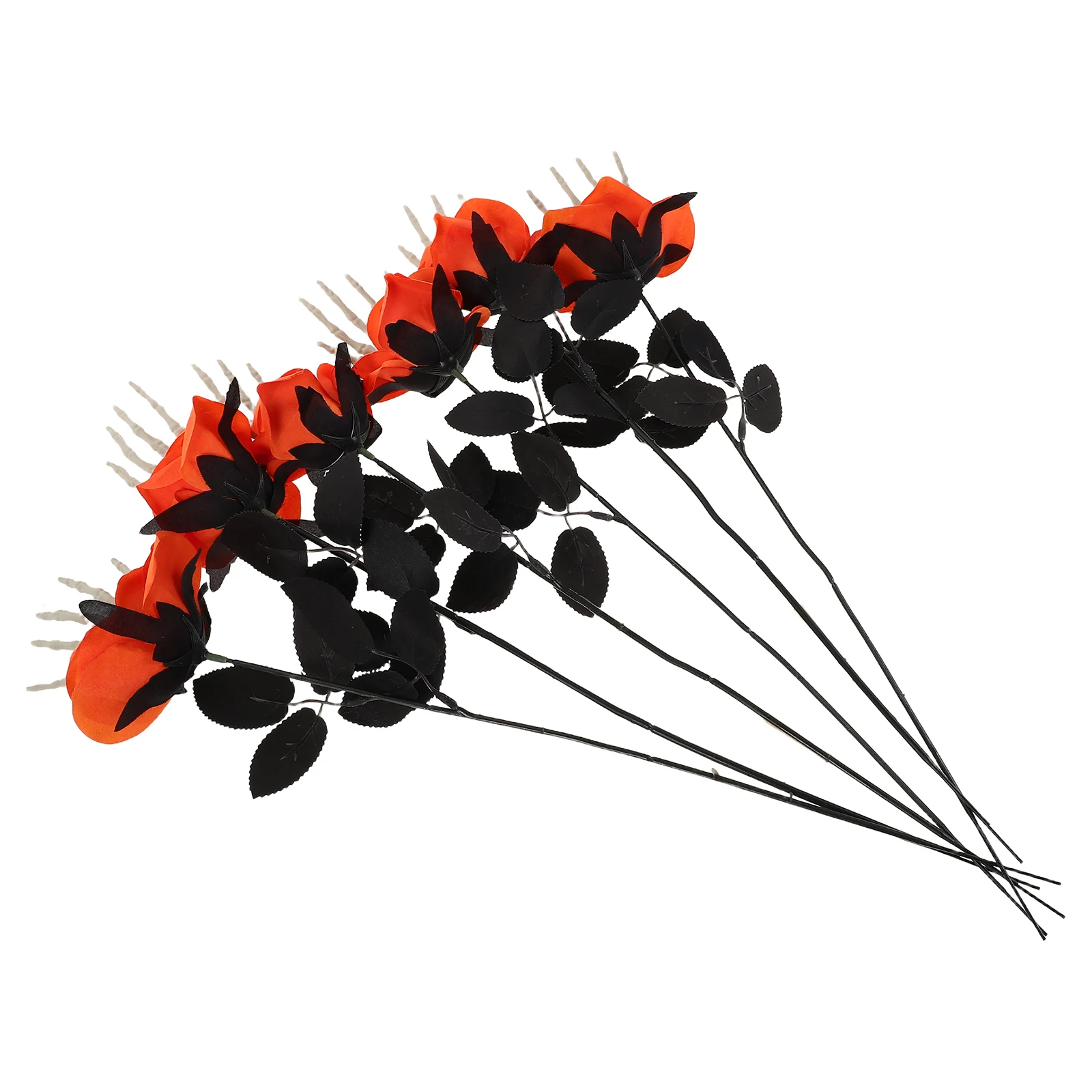 

6 Pcs Hand Rose Faux Halloween Flowers Goth Home Decor Floral Stems Bouquet for Table Plastic Decoration Picks