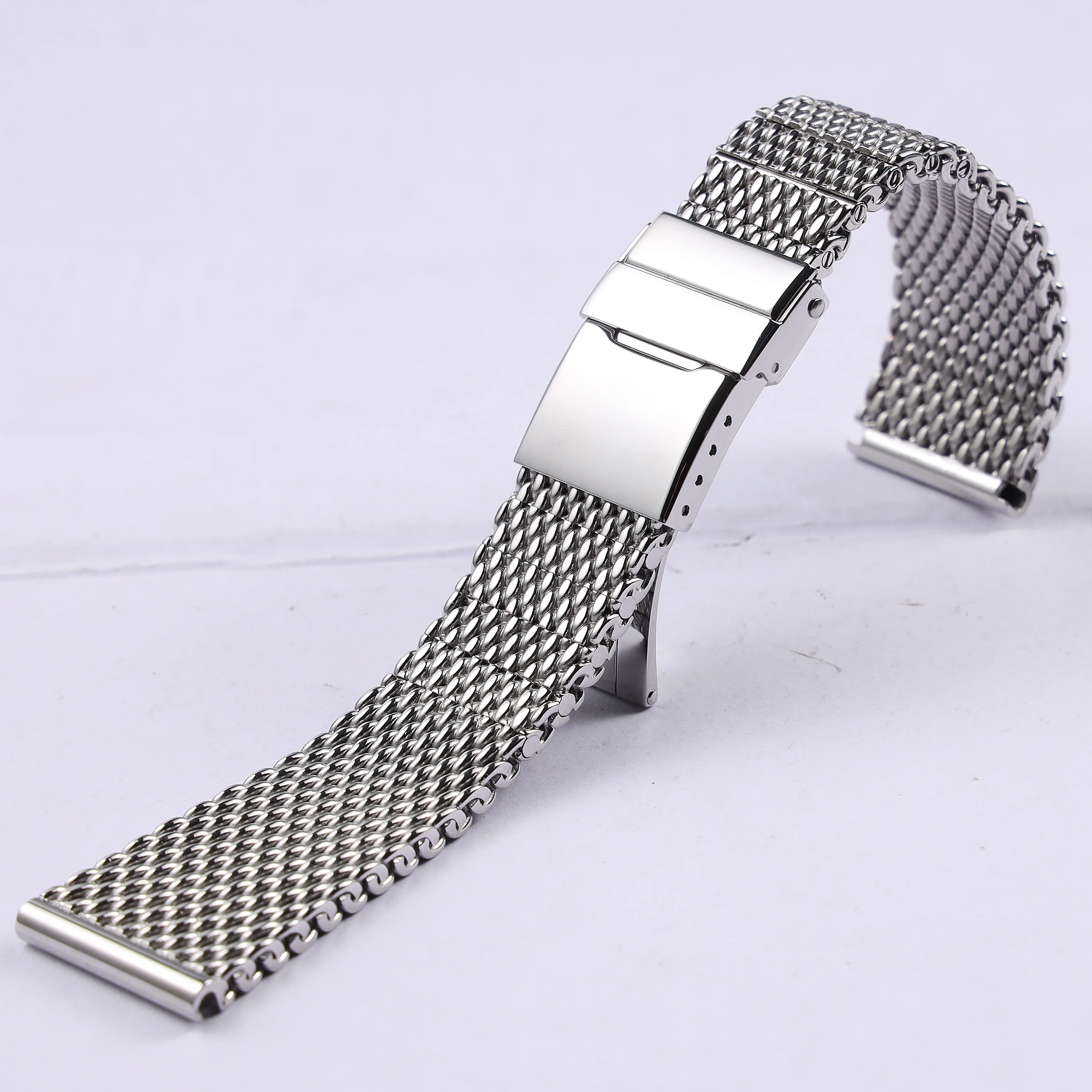 22mm 24mm solid silver stainless steel watchband for Breitling metal milanese watch strap men wrist bracelet