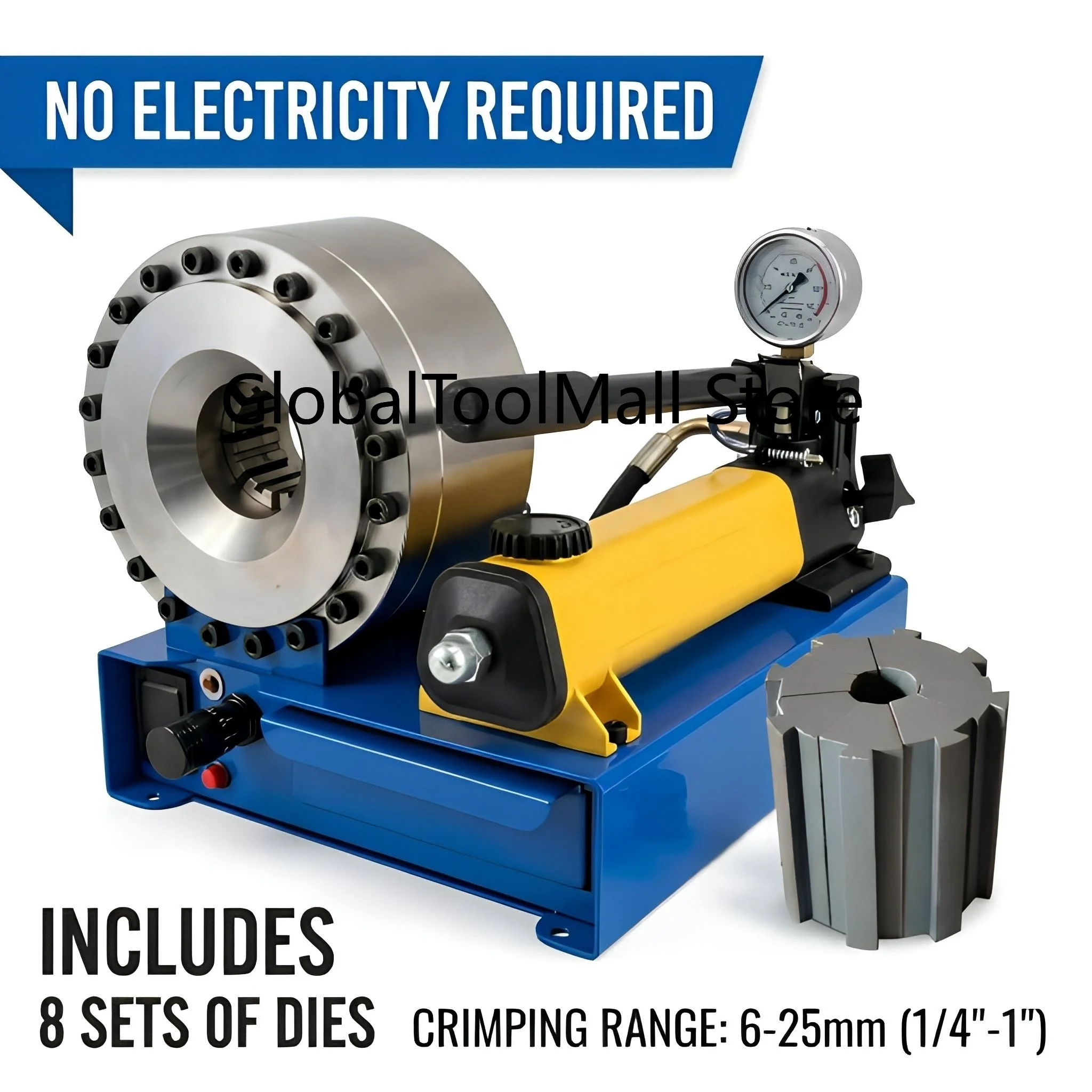 Lightweight Mobile Van Service Manual Hose Crimper Tool Portable Hydraulic Pipe Crimping Machine with 8 Sets of Dies