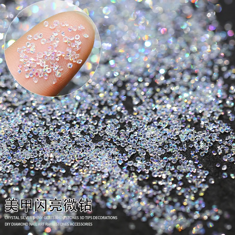 1440PCS Shiny Sparkle Clear AB Mini Tiny Sharp Round Diamonds Nail Art Rhinestones Decorations Manicure Micro Gems Ornaments