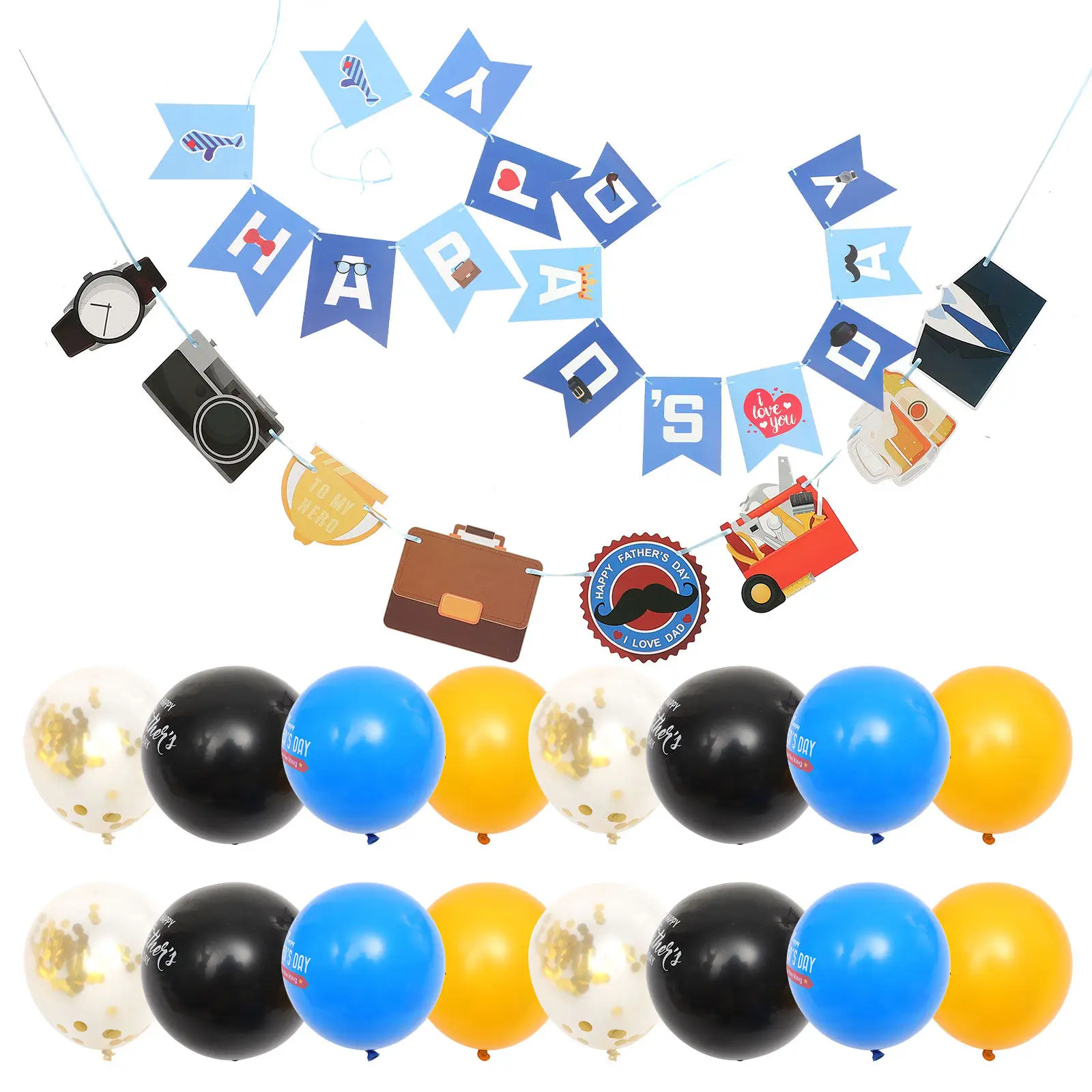

Набор для украшения вечеринки ко Дню отца: баннер, гирлянда, воздушные шары, праздничный декор