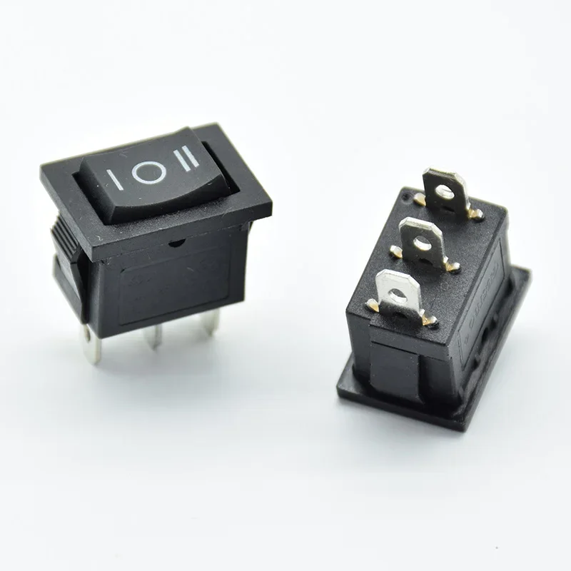 5PCS/lot 21*15 *21mm black AC 6A/250V 10A/125V SPDT On/Off/On  3 Pin Boat Rocker Switch Third Gear 3 Position