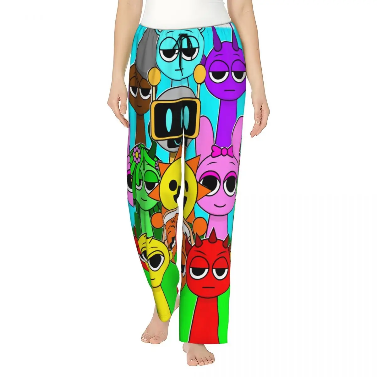 

Женские пижамные брюки с персонажами Sprunki, домашняя одежда, эластичные штаны для сна, для общежития