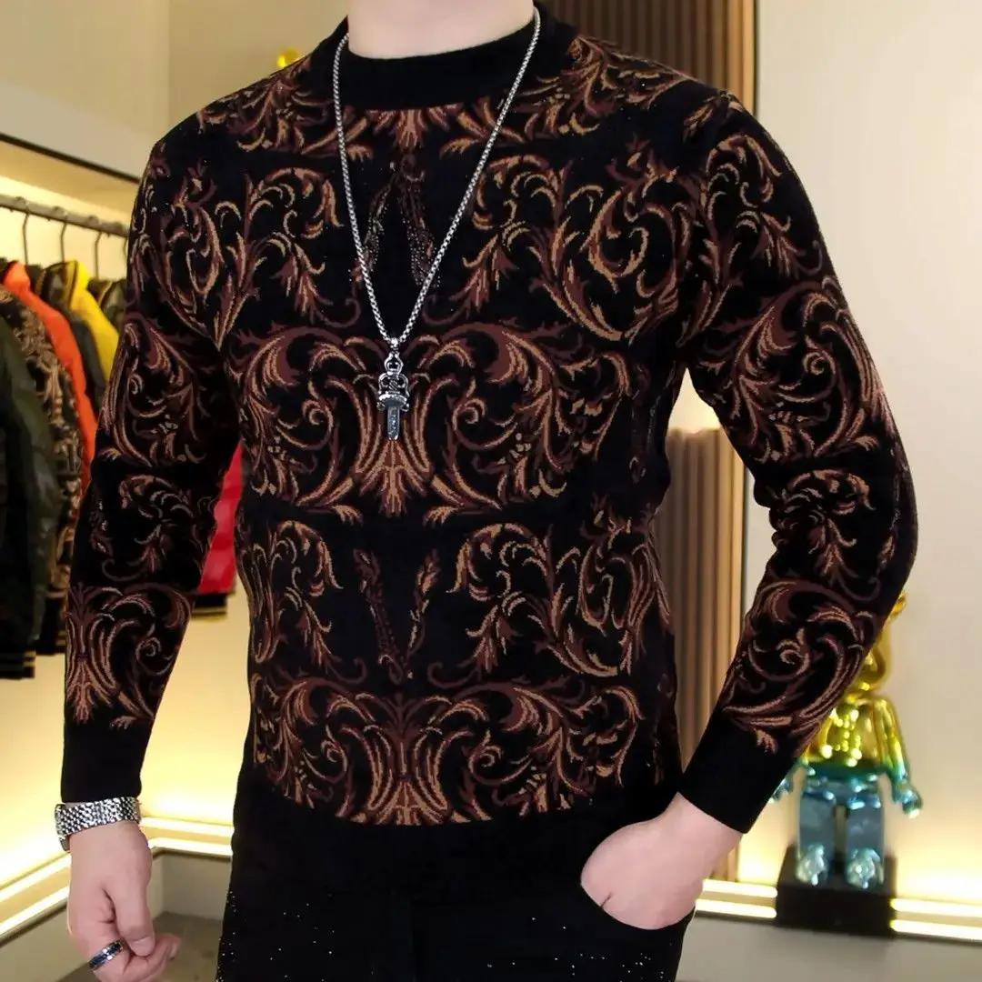 

Высококачественный модный вязаный свитер для мужчин: приталенный, теплый, трендовый, для повседневной носки, комфортный, с эластичным воротом