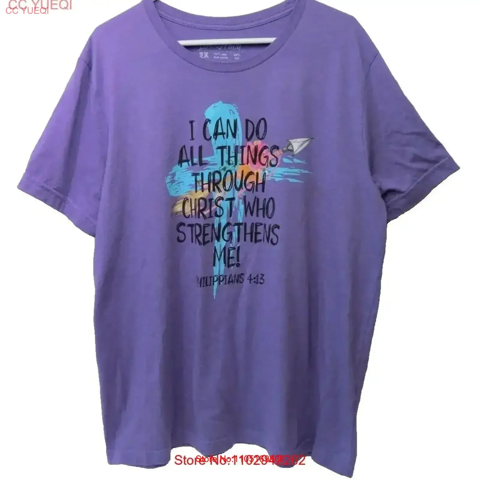 

Религиозная футболка «Я могу сделать все вещи через Христа», женская 2XL, фиолетовая, винтажная, стираная, повседневная, удобная, винтажная, стираная