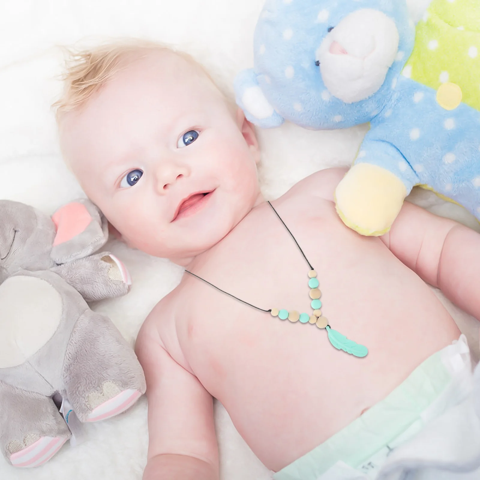 2pcs Silicone Teething Necklaces For Babies Infant Chew Necklace Sensory Toddler Teethers Baby Teething Lightweight Safe