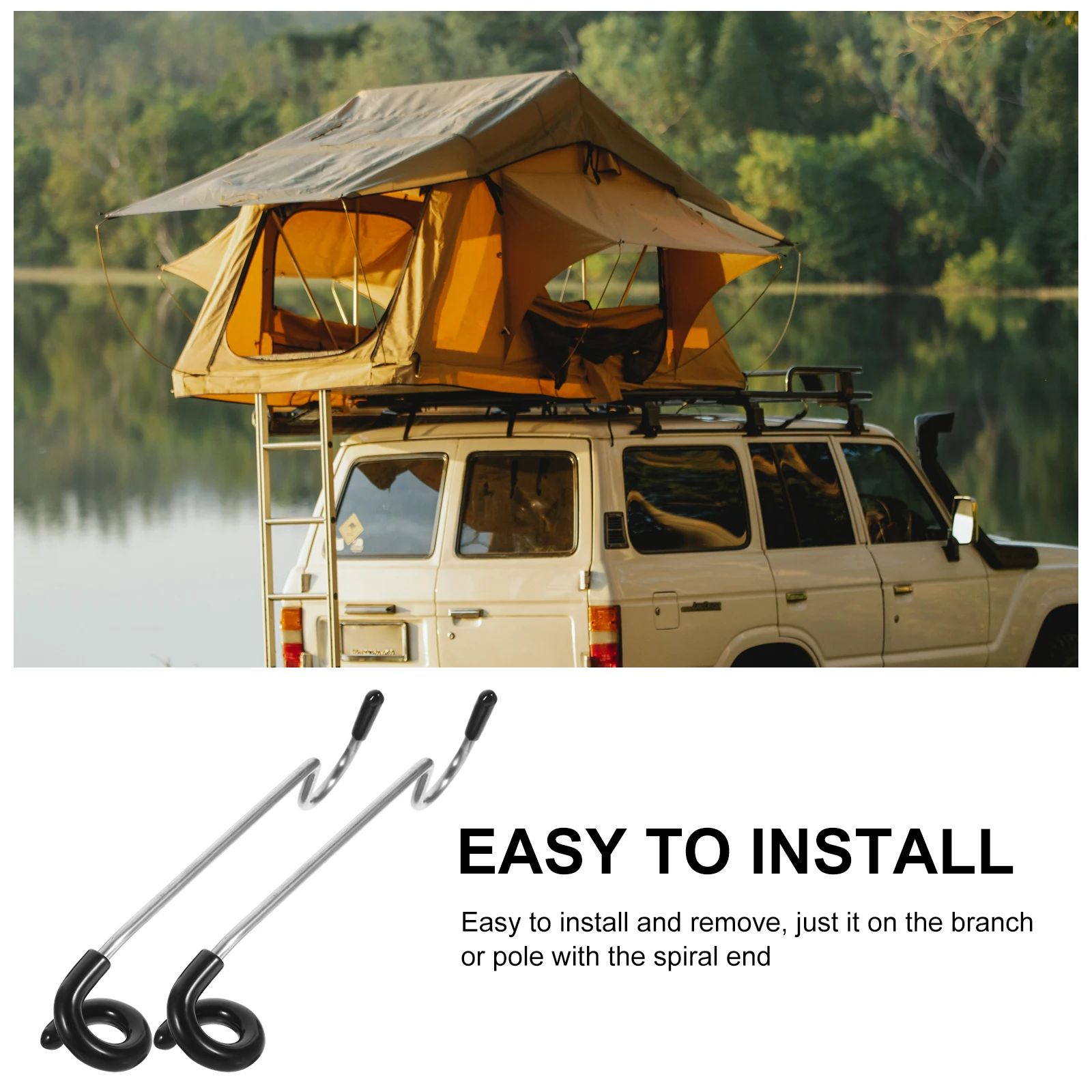 

3pcs Stainless Steel Hooks Lightweight Camping Lantern Hangers Smooth Surface Tent Gear Hooks for Hanging Clothes Bags Outdoor