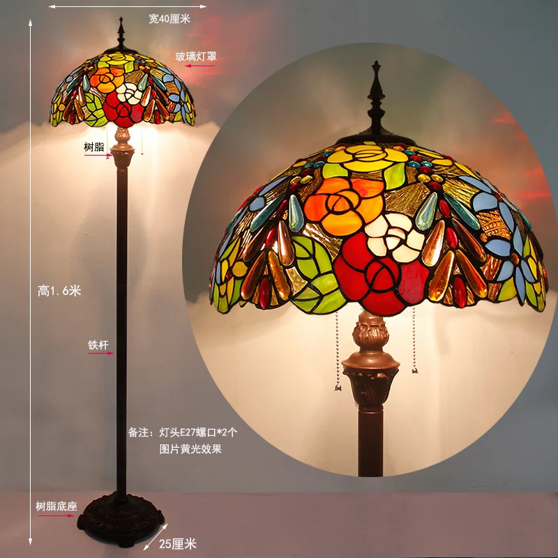 Tiffany Floor Lamp for Living Room Vintage European Style Minimalist American Country Deer Motif Sofa Lamp Lighting