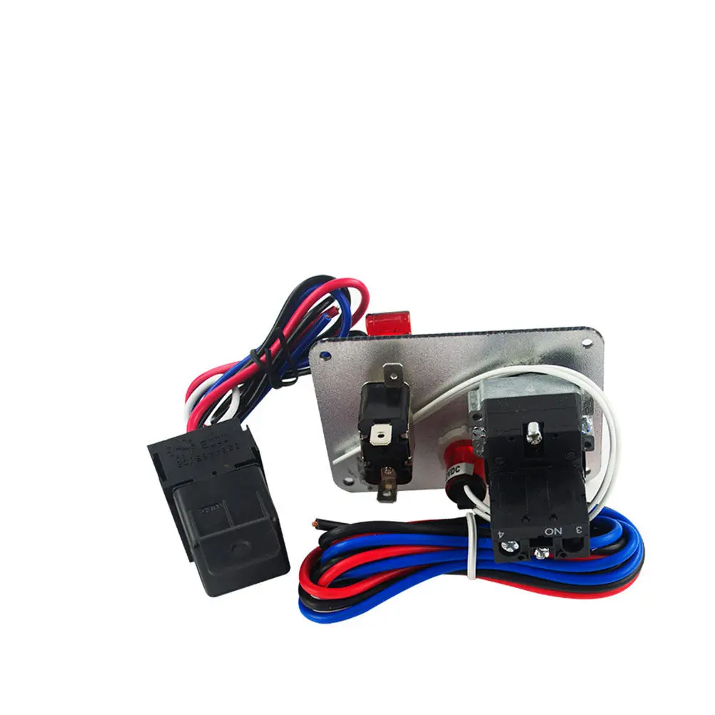 

Engine Start Ignition Panel Red LED Toggle Button Relay Pre-Drilled Mounting Holes Racing Vehicle Push Button Control
