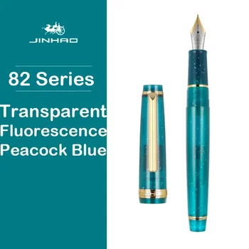 JINHAO 82 만년필 아크릴 잉크 펜 스핀 골든 EF F 펜촉 Elegante 비즈니스 사무실 학교 용품 쓰기 펜 편지지