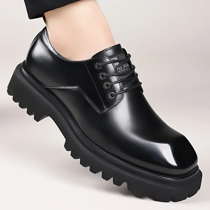 

Обувь Tide, квадратная повседневная кожаная обувь на толстой подошве, корейская версия, парикмахер, инструменты для большой головы, дышащие мужские легкие весы