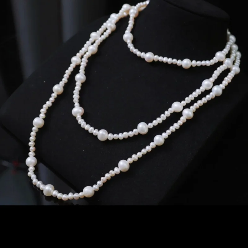 

SGARIT натуральное пресноводное винтажное длинное многослойное жемчужное ожерелье для женщин, темпераментный воротник из 14-каратного золота, 120 см, ювелирные изделия