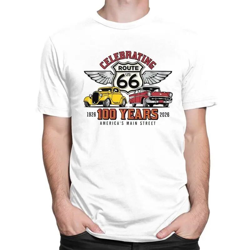 Custom Americas Highway Route 66 T Shirt Men Short Sleeve Pure Cotton T-shirt Tees Fashion Tshirts