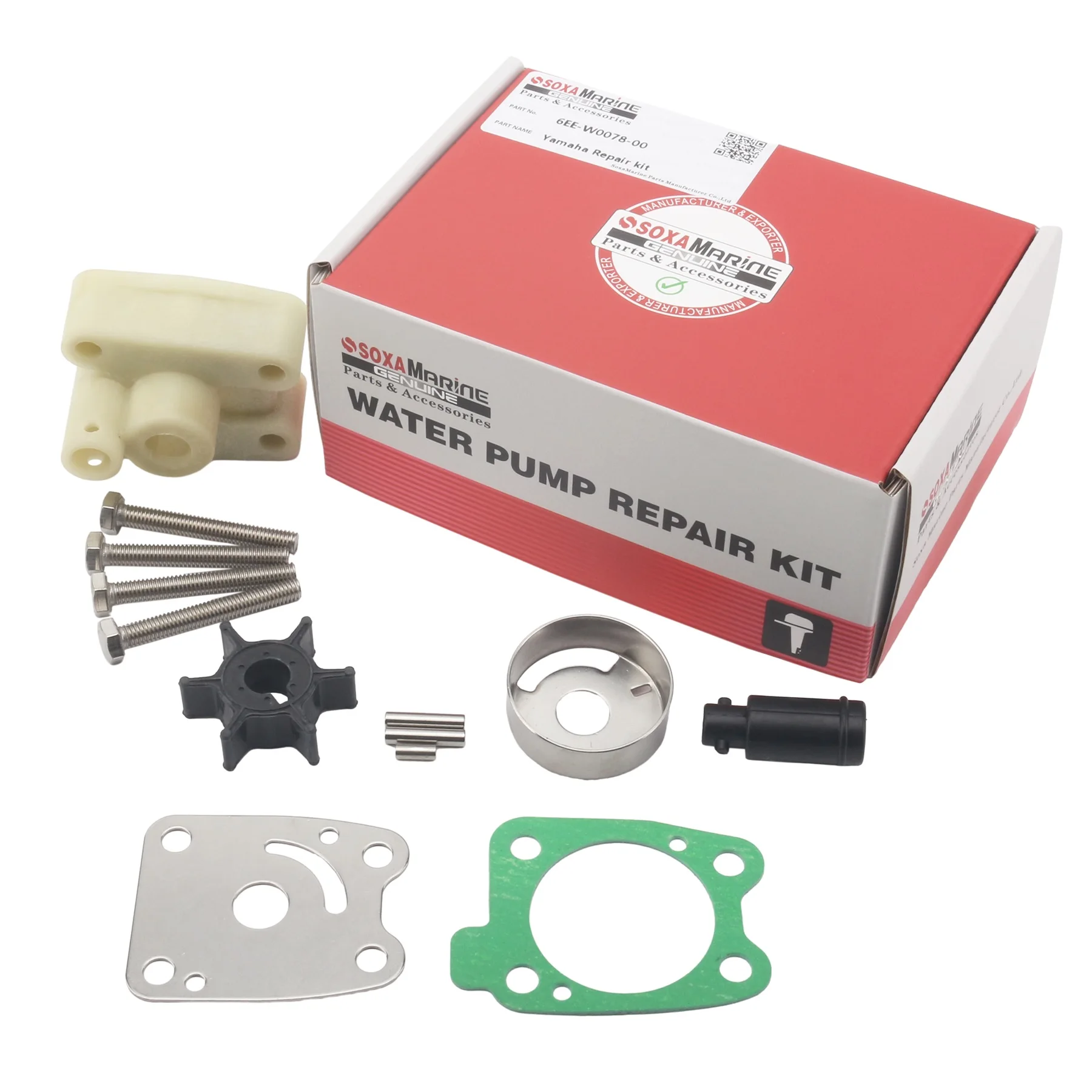 6BX-WG078-00 Water Pump Impeller Repair Kit Compatible with Yamaha 4-Stroke F 4 5 6 HP Outboard Motor 6BX-WG078-00 18-3473