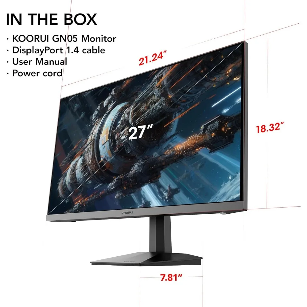 Monitor, 27 inch WQHD 2560 x 1440 PC Computer Monitor, Up to 240Hz Refresh, 1ms, Adaptive Sync, HDR10, DCI-P3 90%