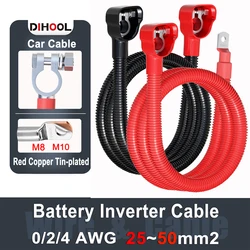 Adjustable Soft Car Battery Silicone Cable 4AWG 0AWG 25MM2 50MM2 Corrugated Stainless Steel Nut Terminal Outdoor Inverter Wire