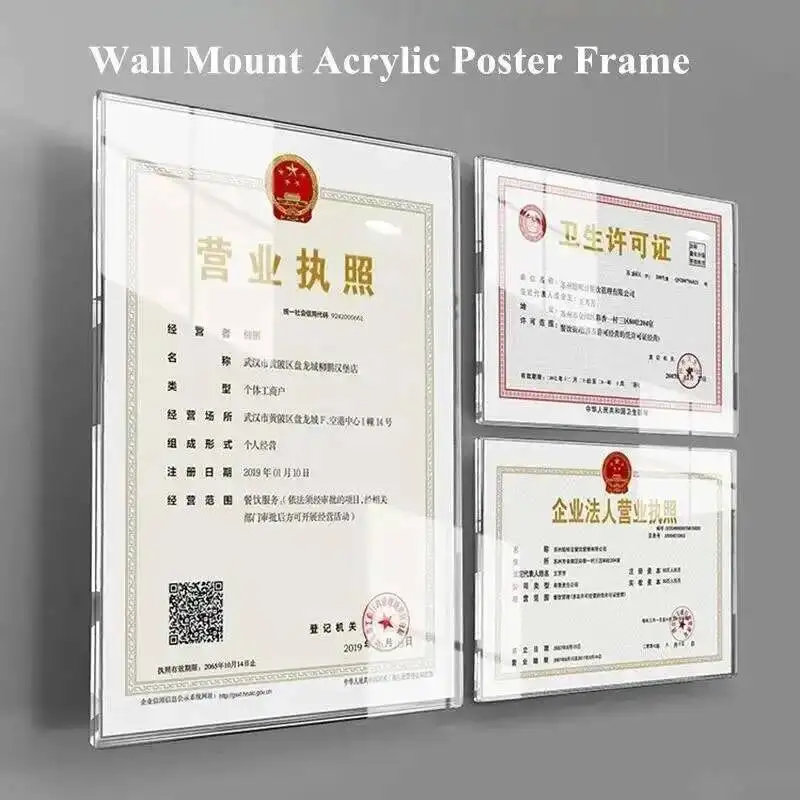 1PCS 8.5X11Inch Wall Mount  Acrylic Sign Holder Stand Restaurant Menu Paper Price Listing Picture Photo Poster Flyer Frame A4