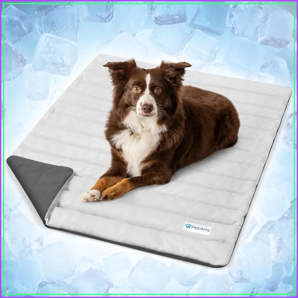 Self-Cooling Dog Mat, Q-Max Cooling Blanket with Thick Cushioning, Reversible Summer Pad for Dogs & Cats, Gray/Light Grey, Small (24x32)