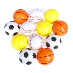 12pcs Solid Sponge Soft  Ball Children Sport Basketball Football Baseball Tennis  Toy Outdoor Sports  Decompression Release Ball