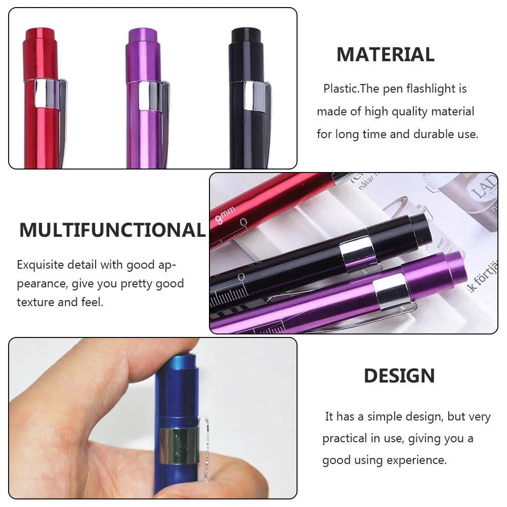 

6Pcs LED Premium Material Simple Design Pen Flashlight Easy Carry Storage Portable Light for Everyday Use Bright