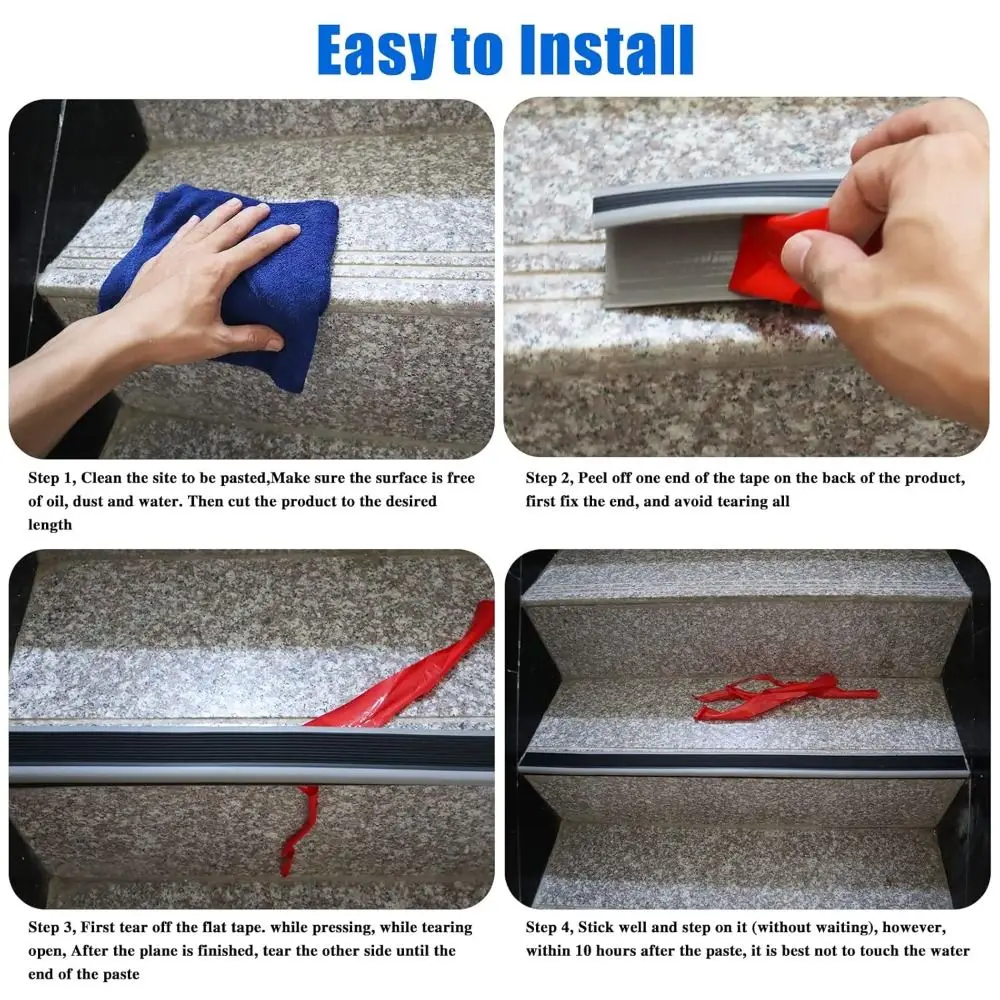 

New Self-adhesive Stair Anti-Slip Tape Waterproof PVC Stair Edge Trim L-Shaped Stair Edging Strips Home Office