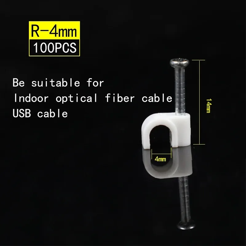 100pcs Cable Clips 4/6/10/16mm Cable Wire Clips Nail In Cable Clips Cable Tacks Coaxial Nail Clamps Nails For Cords