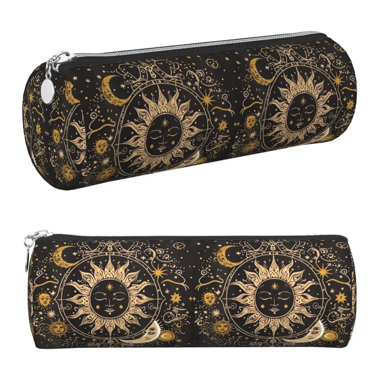 Boho Golden Crescent Moon And Sun Witch Federmäppchen, Federmäppchen, zylindrische Stiftbox, Federmäppchen für Kindergeschenke